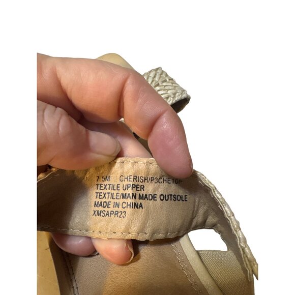 Joie Womens Braided Raffia Sandals 7.5M Beige Textured Double Strap Slip-On Summ - Picture 6 of 7